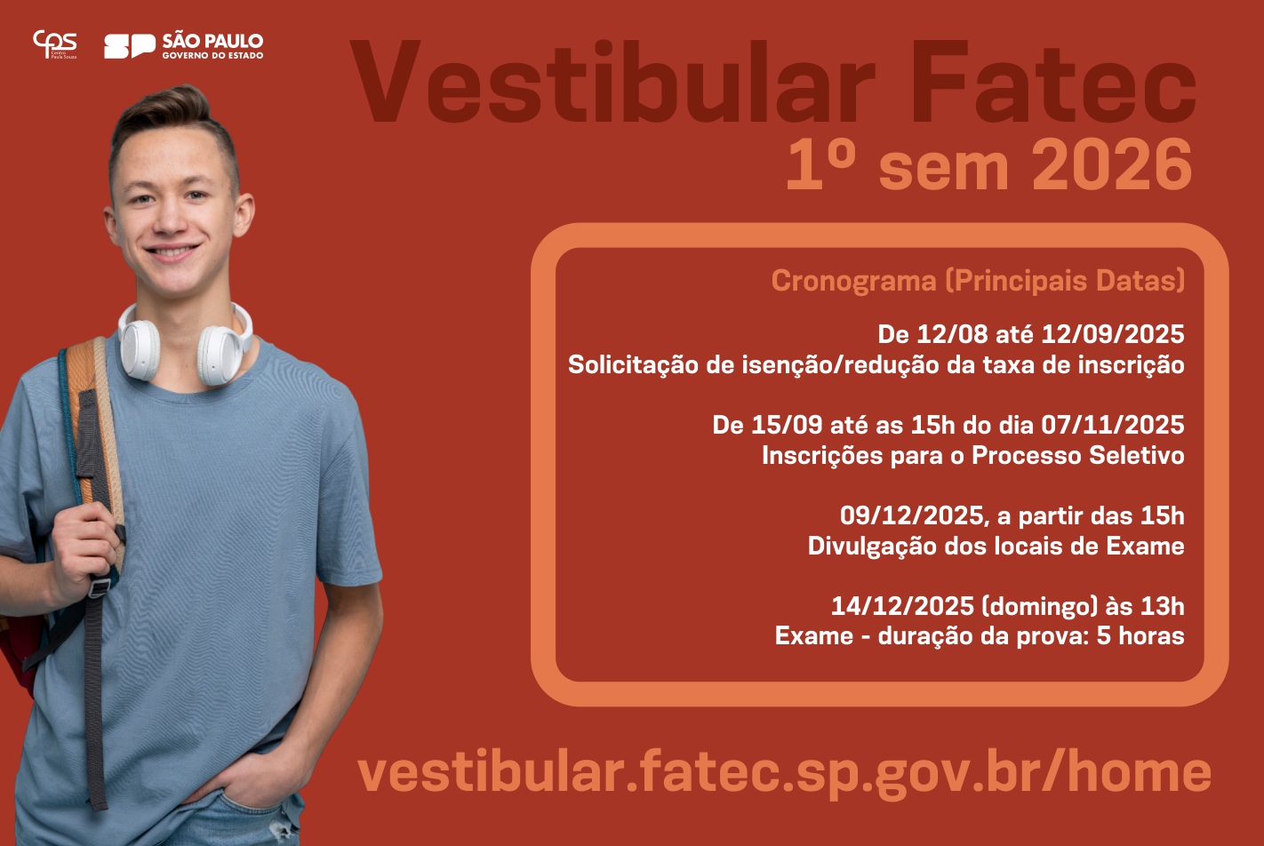 Imagem contendo informações sobre vestibular fatec.