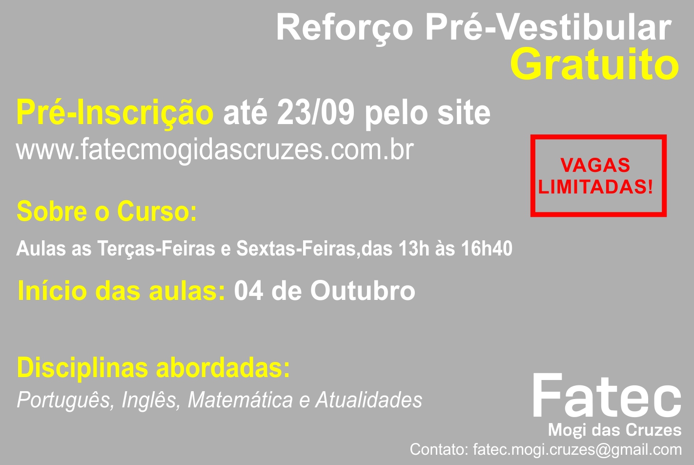 Imagem contendo informações sobre pré-vestibular.