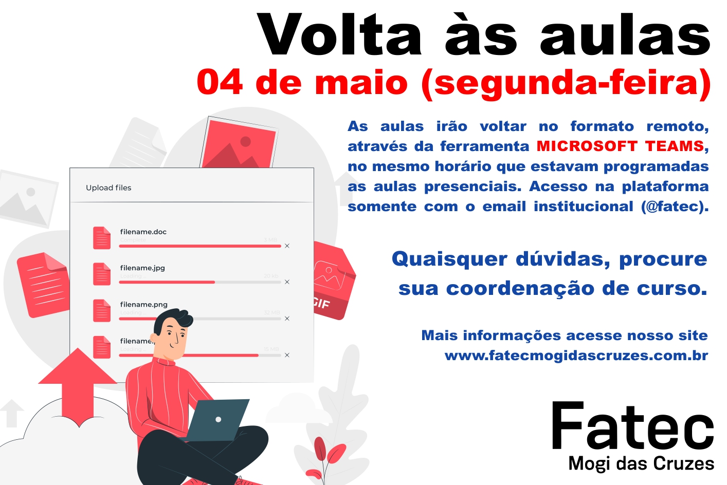 Imagem contendo informações sobre às volta as aulas.