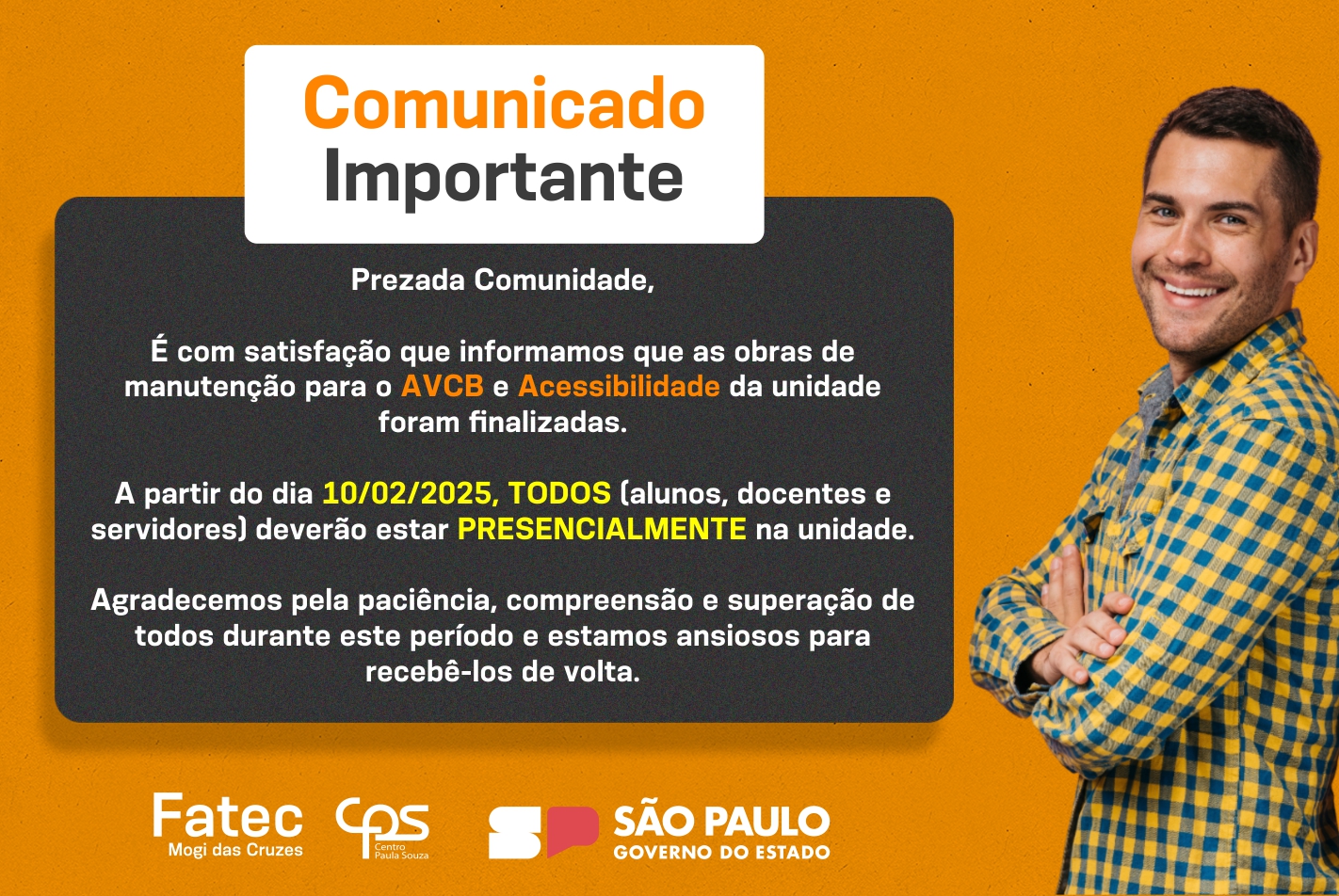 Imagem contendo informação sobre o retorno presencial da unidade.