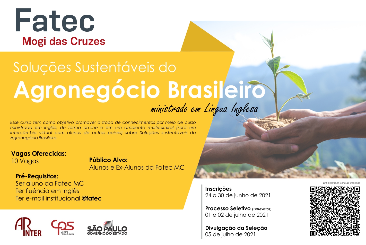 Imagem contendo informações sobre o curso Soluções Sustentáveis do Agronegócio Brasileiro